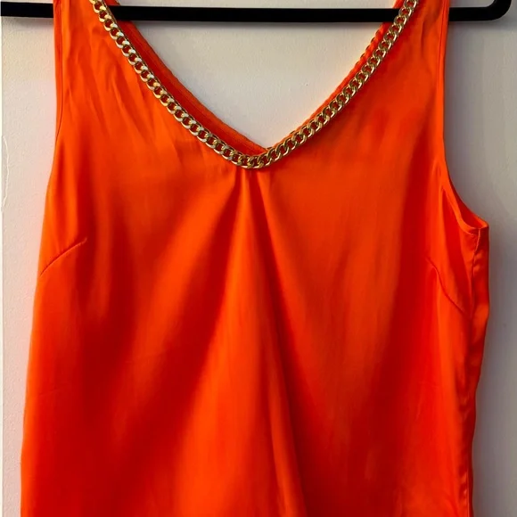 Generation Love Dallas Chain Tank Top Orange Gold Chain V-Neck Size Small - Picture 5 of 10